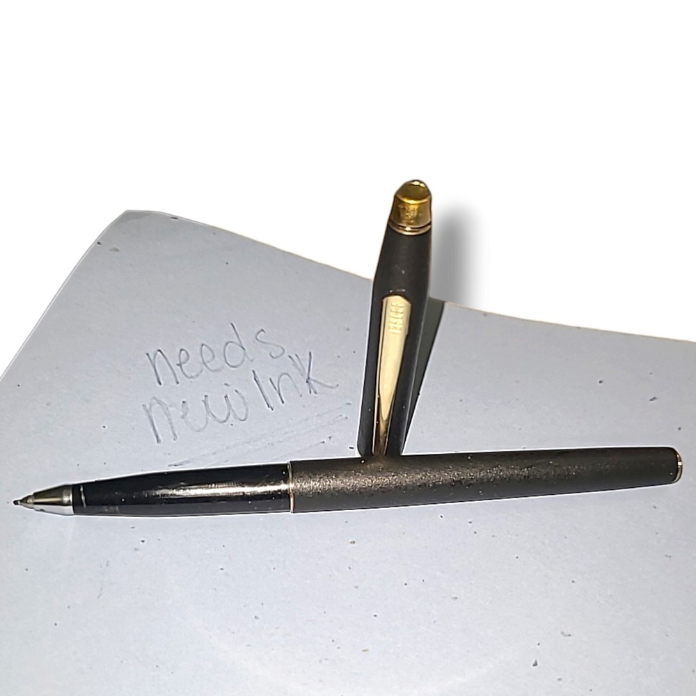 Cross Classic Century Selectip Pen Black Gold DBR Monogram Felt Tip Needs Refill